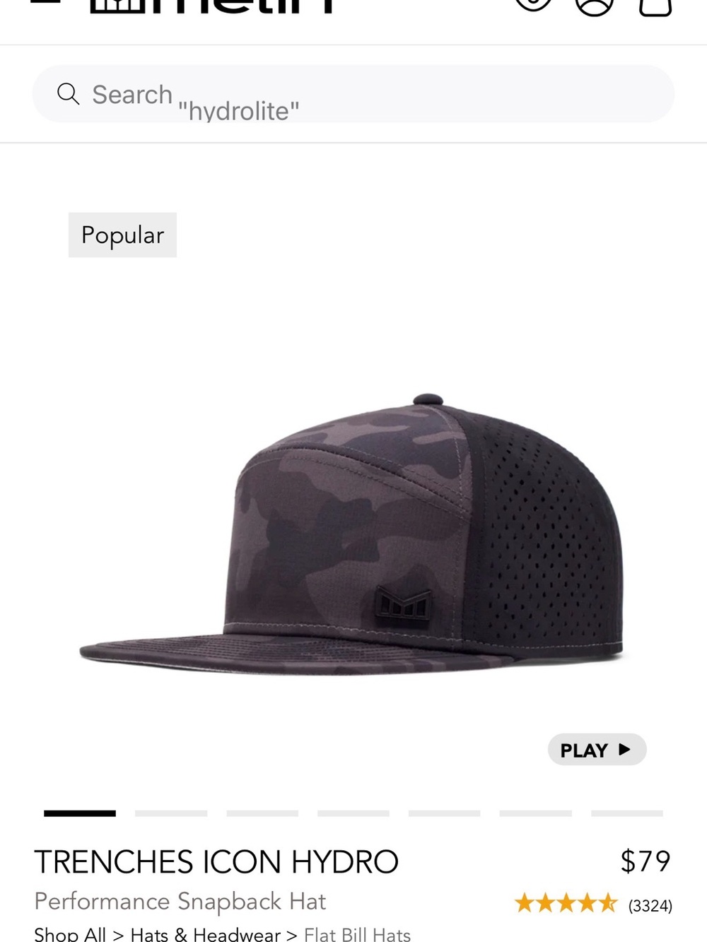 Melin Men's Camouflage Trucker Trenches Hat - Dark Gray/Black Camo LIKE NEW! - Picture 7 of 7